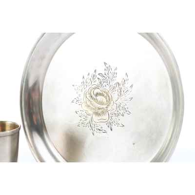 Стопка на подносе серебро 875 пр. СССР 139 гр. Промкомбинат 