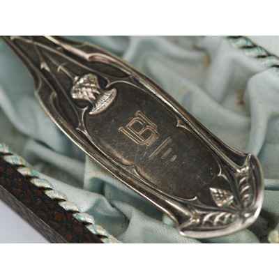 Столовая ложка в оригинальном футляре серебро 800 пр. Германия кон. XIX в. 71 гр. Германия 1887-1901 гг