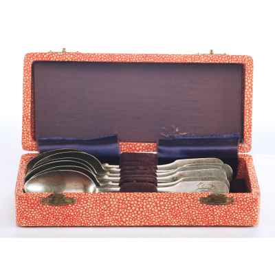 Набор кофейных ложек серебро 800 пр. М.Н. Wilkens & Sohne нач. ХХ в. 99,3 гр. Германия Конец XIX века