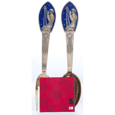 Коллекционный рождественский набор серебро 800 пр, Michelsen Дания 1935 г. 93 гр. Дания 1935