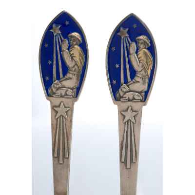 Коллекционный рождественский набор серебро 800 пр, Michelsen Дания 1935 г. 93 гр. Дания 1935