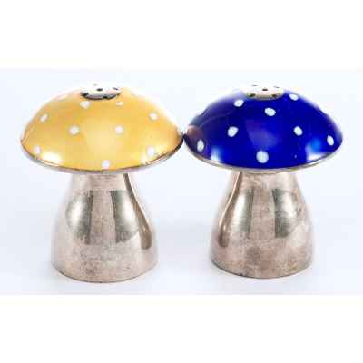 Набор для специй Грибочки серебро 925 пр. эмаль Мексика 1950-е гг. 4,8x4,5 см. 71 гр. Мексика 1950 -1960-е гг