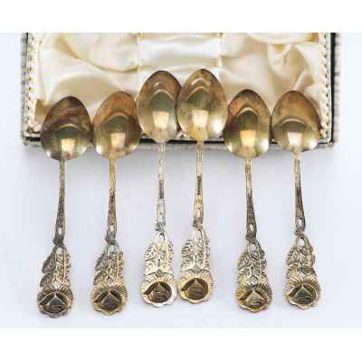 Набор кофейных ложек Тысячелетняя роза Koblbecker ФРГ сер. ХХ в. 58 гр. ФРГ 1959-1977 гг