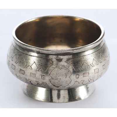 Солонка Русский стиль серебро 84 пр. Москва 1884 г. 41 гр. 3,3x5,6 см. Москва 1884