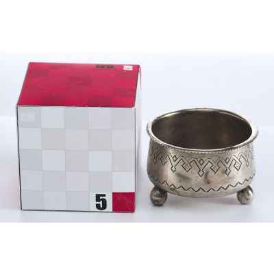 Солонка Русский стиль серебро 84 пр. М. Голощанов Москва 1884 г. 21 гр. 3,2x4,8 см. Москва около 1884 г