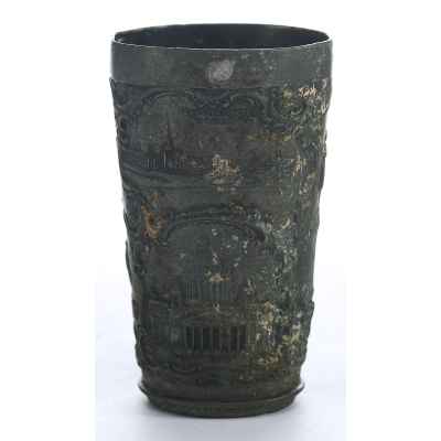 Стакан 200 лет Санкт-Петербурга олово 1903 г. Н-10 см. Санкт- Петербург около 1903 г