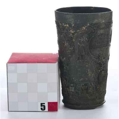 Стакан 200 лет Санкт-Петербурга олово 1903 г. Н-10 см. Санкт- Петербург около 1903 г