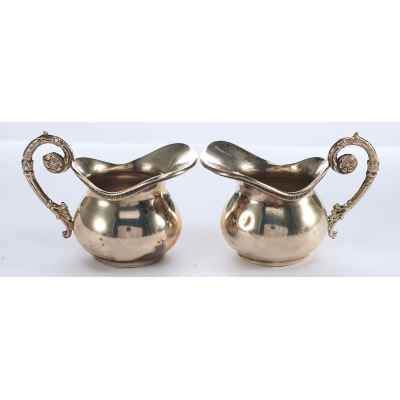 Сливочники парные серебро 800 пр. Zanovello Италия 1960-е гг. 86 гр. Н-4,5 см. Италия 1960-е гг