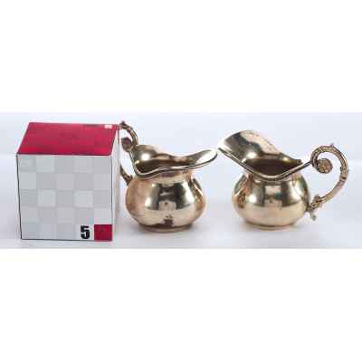 Сливочники парные серебро 800 пр. Zanovello Италия 1960-е гг. 86 гр. Н-4,5 см. Италия 1960-е гг