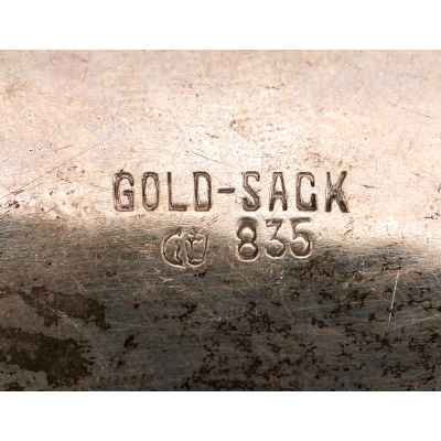 Серебряный лоток с талером Любека 1752 г. 800 пр. Германия 1950-60-е гг. 191 гр. 14,6x18,9 см. ФРГ (?) конец 1950-начало 1960-х