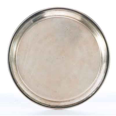 Поднос серебро 875 пр. Киев, СССР 1953 г. 107 гр. D-13,4 см. Киев, СССР 1953 г