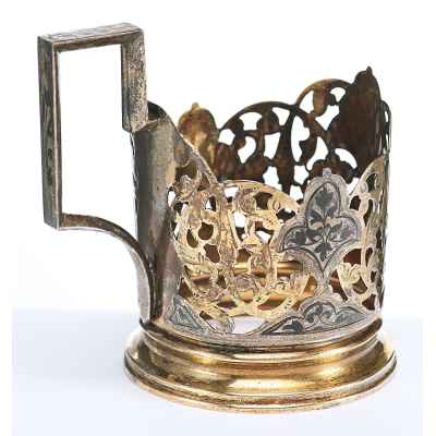 Подстаканник серебро 875 пр. Кубачи, СССР 1960-е гг. 80 гр. 77 гр. 9,6 см. Кубачи, СССР 1960-е гг