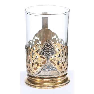 Подстаканник серебро 875 пр. Кубачи, СССР 1960-е гг. 80 гр. 77 гр. 9,6 см. Кубачи, СССР 1960-е гг