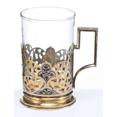 Подстаканник серебро 875 пр. Кубачи, СССР 1960-е гг. 80 гр. 77 гр. 9,6 см. Кубачи, СССР 1960-е гг