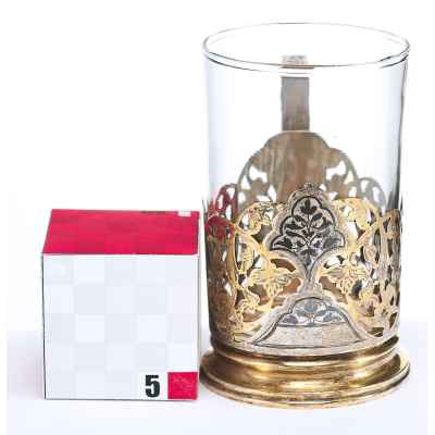 Подстаканник серебро 875 пр. Кубачи, СССР 1960-е гг. 80 гр. 77 гр. 9,6 см. Кубачи, СССР 1960-е гг