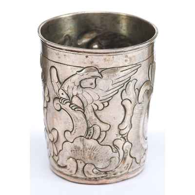 Стакан барроко серебро 84 пр. Москва 1759-84 гг. 72 гр. Н-7,6 см. Москва 1770