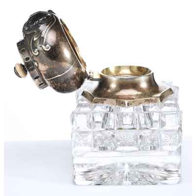 Чернильница модерн серебро 84 пр. О. Курлюков Москва 1899-1908 гг. Н-10,2 см. Москва 1899 -1908 гг