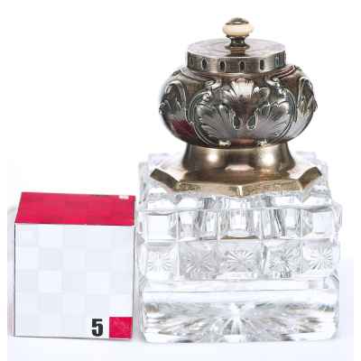 Чернильница модерн серебро 84 пр. О. Курлюков Москва 1899-1908 гг. Н-10,2 см. Москва 1899 -1908 гг