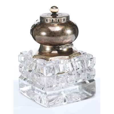 Чернильница модерн серебро 84 пр. О. Курлюков Москва 1899-1908 гг. Н-10,2 см. Москва 1899 -1908 гг