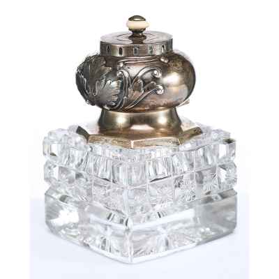 Чернильница модерн серебро 84 пр. О. Курлюков Москва 1899-1908 гг. Н-10,2 см. Москва 1899 -1908 гг