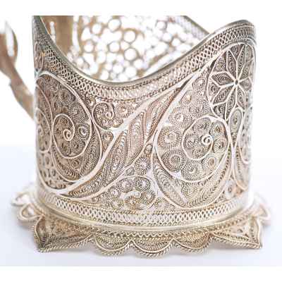 Подстаканник скань серебро 84 пр. Россия 105 гр. Н-7,8 см. Россия XX век