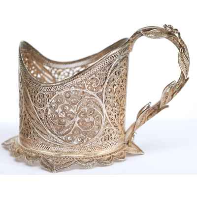 Парные подстаканники скань серебро 84 пр. АП Россия 209 гр. Н-7,8 гр. Россия XX век