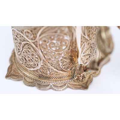 Парные подстаканники скань серебро 875 пр. Россия 208 гр. Н-7,8 см. Россия XX век