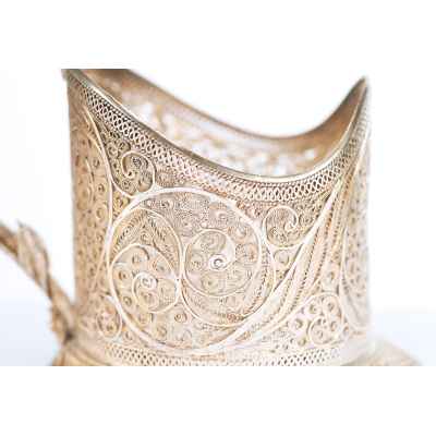 Парные подстаканники скань серебро 875 пр. Россия 208 гр. Н-7,8 см. Россия XX век