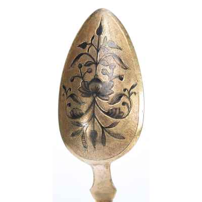 Десертная ложка серебро 84 пр. АЕ Москва 1840 г. 41 гр. Н-17,3 см. Москва около 1840 г