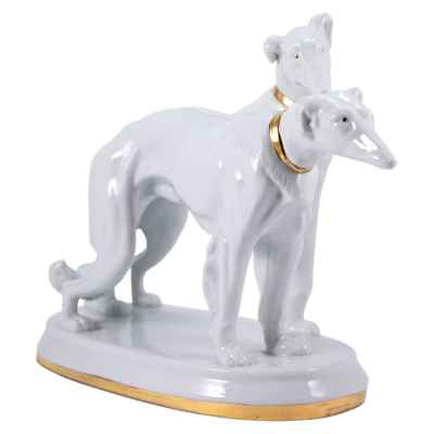 Скульптура Борзые фарфор Голдшейдер (Goldscheider) Австрия пер. пол. ХХ в. Н-26 см. Художественное ателье Голдштейдара 1938-1960 гг.(?)
