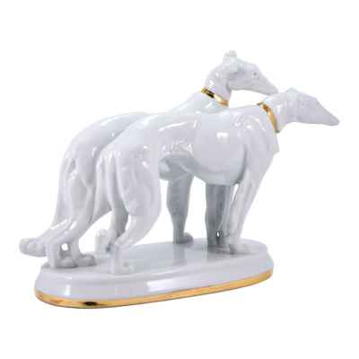 Скульптура Борзые фарфор Голдшейдер (Goldscheider) Австрия пер. пол. ХХ в. Н-26 см. Художественное ателье Голдштейдара 1938-1960 гг.(?)