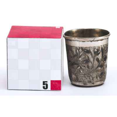 Стопка Тюльпаны серебро 84 пр. К. Я. Пец Москва 1849 г. 36 гр. Н-5 см. Москва 1849