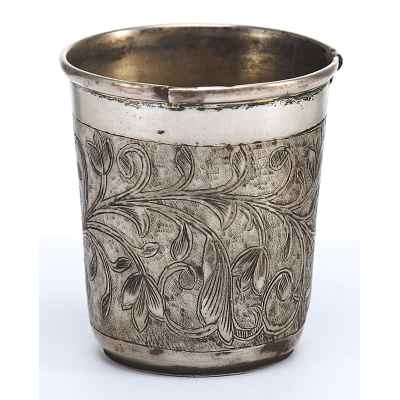 Стопка Тюльпаны серебро 84 пр. К. Я. Пец Москва 1849 г. 36 гр. Н-5 см. Москва 1849