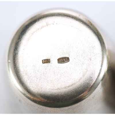 Парные стопки серебро золочение  2М4 СССР 1972 г. Н-4,5 см. Красносельская ювелирная мастерская №4 1972