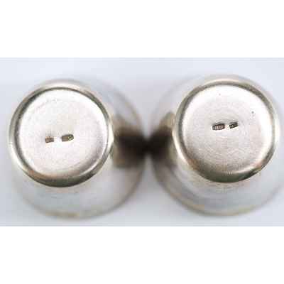 Парные стопки серебро золочение  2М4 СССР 1972 г. Н-4,5 см. Красносельская ювелирная мастерская №4 1972