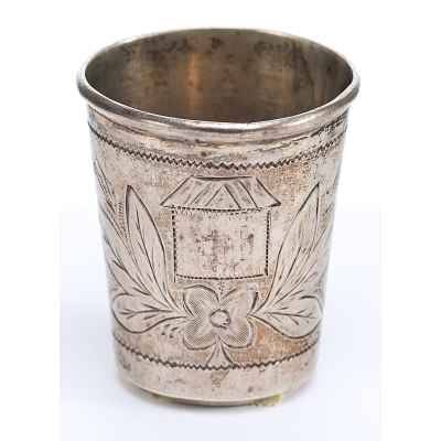 Стопка штихель серебро 84 пр. Кострома 1880-90-е гг. 18 гр. 4 см. Кострома 1880-1890 гг