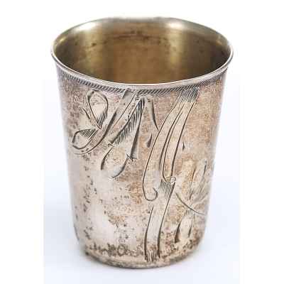 Стопка модерн серебро 84 пр. ИР Кострома нач. ХХ в. 16 гр. Н-3,9 см. Кострома 1908-1918 гг