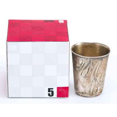 Стопка модерн серебро 84 пр. ИР Кострома нач. ХХ в. 16 гр. Н-3,9 см. Кострома 1908-1918 гг