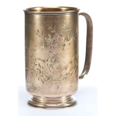 Кружка серебро 84 пр. И. Мурашкин Москва нач. ХХ в. 189 гр. 12,4 см. Москва 1899-1908 г