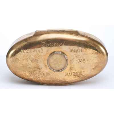 Юбилейная шкатулка 1918-1938 гг. Чехословацкий корпус серебро 900 пр. 3,2x12,5 см. Чехия 1938