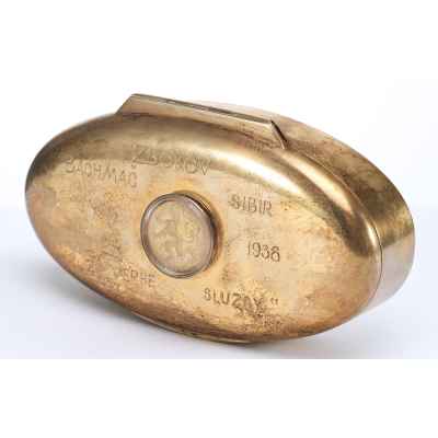 Юбилейная шкатулка 1918-1938 гг. Чехословацкий корпус серебро 900 пр. 3,2x12,5 см. Чехия 1938