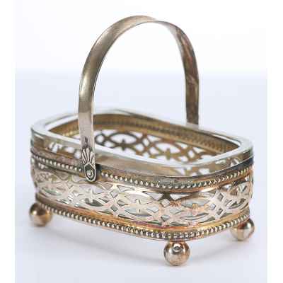 Солонка Корзинка серебро 800 пр. HERMANN BAUER Германия нач. XX в. 5,2x5,4x3,6 см. Германия Начало XX века