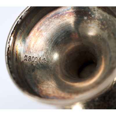 Подставка под яйцо серебро 800 пр. Германия 1887-1901 гг. 27,7 гр. Н-6,11 см. Германия 1887-1901 гг