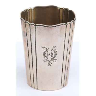 Стопа с монограммой серебро 800 пр. Германия нач. ХХ в. Н-6,6 см.  Германия Начало XX века