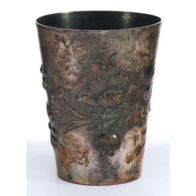 Стакан нео-рококо серебро 800 пр. Вена 1899 г. 179 гр. Н-9 см. Вена, Австро-Венгрия 1899 г