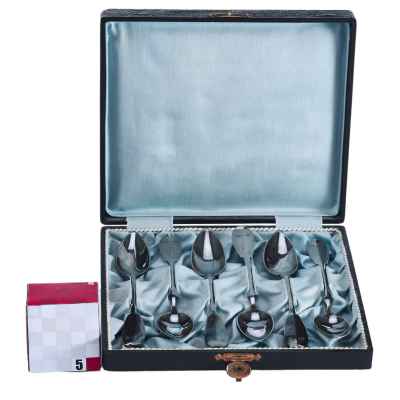 Набор чайных ложек серебро 750 пр. 129 гр. Австрия после 1922 г. Вена (Австрия) после 1922 г