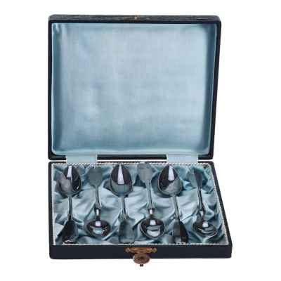 Набор чайных ложек серебро 750 пр. 129 гр. Австрия после 1922 г. Вена (Австрия) после 1922 г