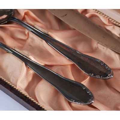 Столовый набор Эгоист в футляре серебро 800 пр. 201 гр. Германия нач. ХХ в. Германия после 1888 г