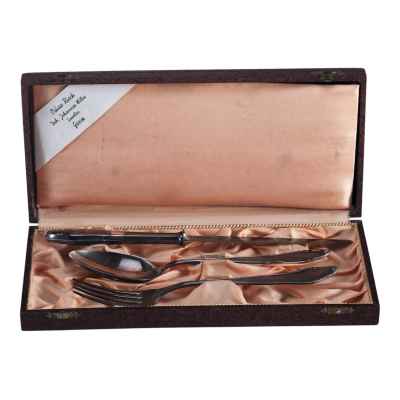 Столовый набор Эгоист в футляре серебро 800 пр. 201 гр. Германия нач. ХХ в. Германия после 1888 г