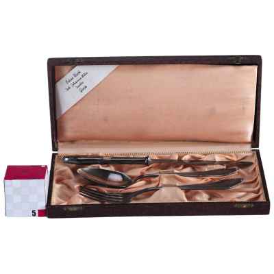 Столовый набор Эгоист в футляре серебро 800 пр. 201 гр. Германия нач. ХХ в. Германия после 1888 г